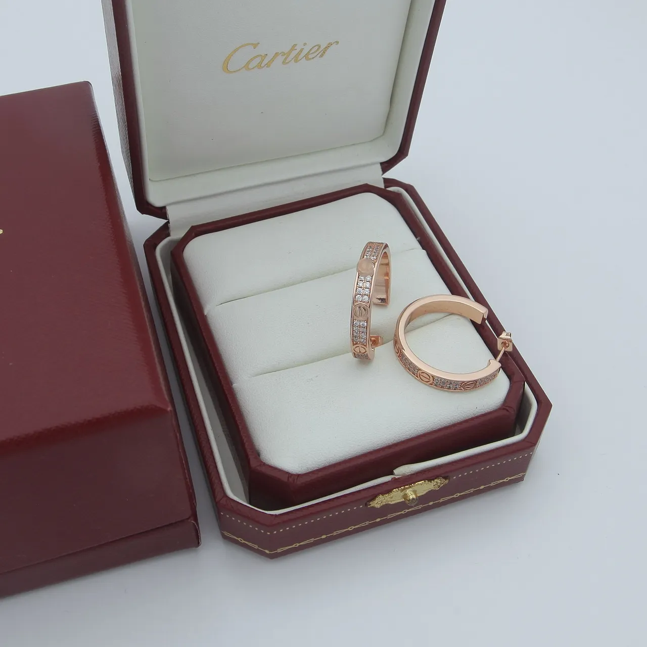 Cartier Love Ouro Prata Bisagra Aros Pavé-Set 2