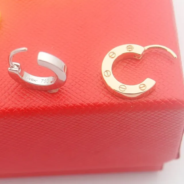 Cartier حب ذهب فضة دائرة مشبكة موتيف براغي تفصيل أقراط 2