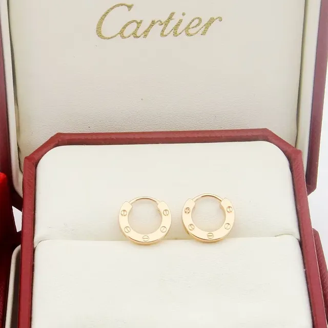 Cartier حب ذهب فضة دائرة مشبكة موتيف براغي تفصيل أقراط 3