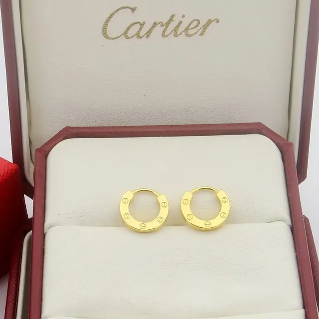Cartier حب ذهب فضة دائرة مشبكة موتيف براغي تفصيل أقراط 5