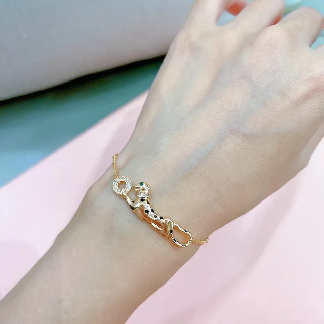 Cartier Panthère Or Argent Motif Panthère Pavé-Set Pierres Bracelet 2