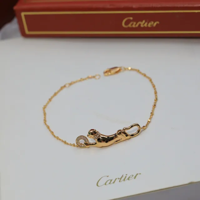 Cartier Panthère Or Argent Motif Panthère Pavé-Set Pierres Bracelet 6
