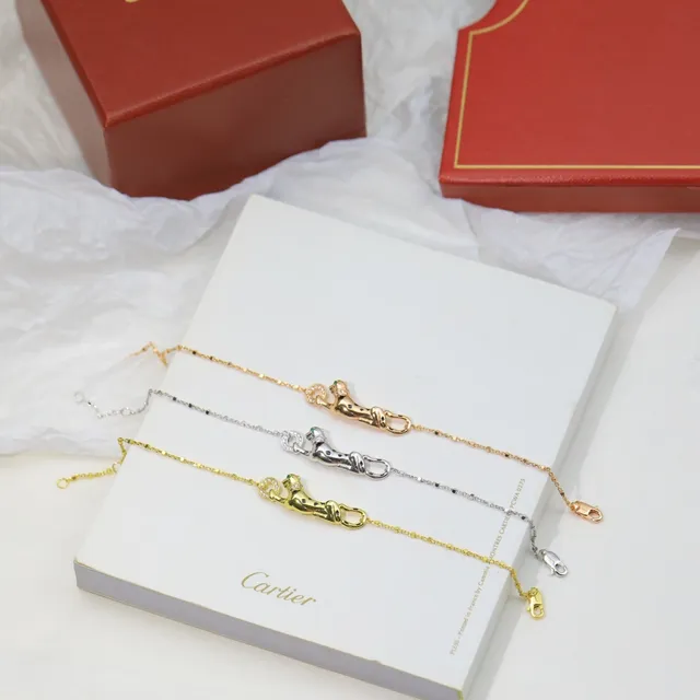 Cartier Panthère Or Argent Motif Panthère Pavé-Set Pierres Bracelet 9