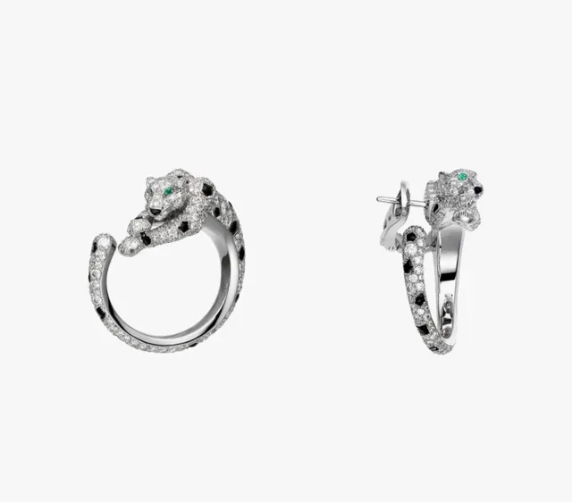 Bagues Cartier Panthère Motif Panthère Pavé Diamants Onyx Œil Émeraude 9