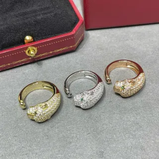 Cartier Panthère Pavé Anillo de cabeza de pantera con banda abierta
