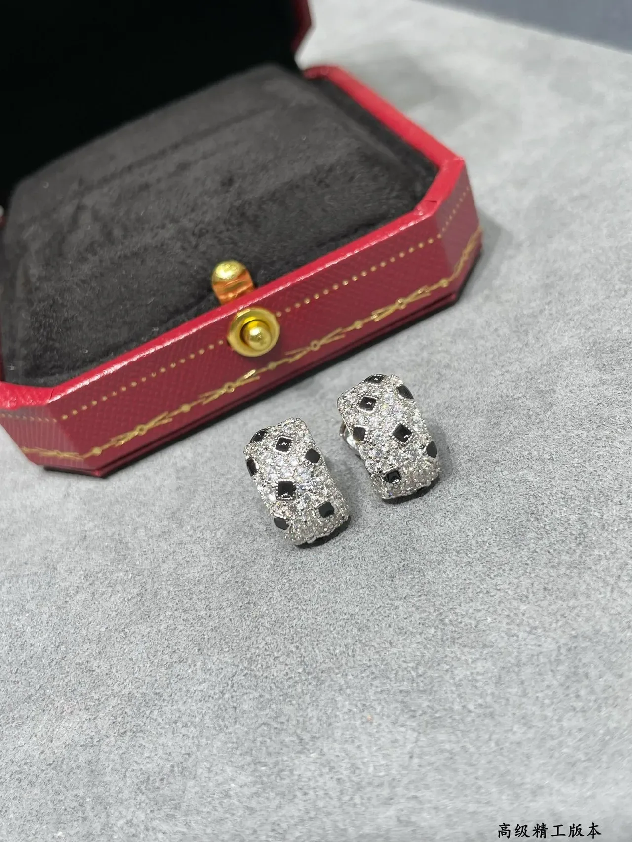 Cartier Pavé Geometric Black-Square Stud Earrings 3