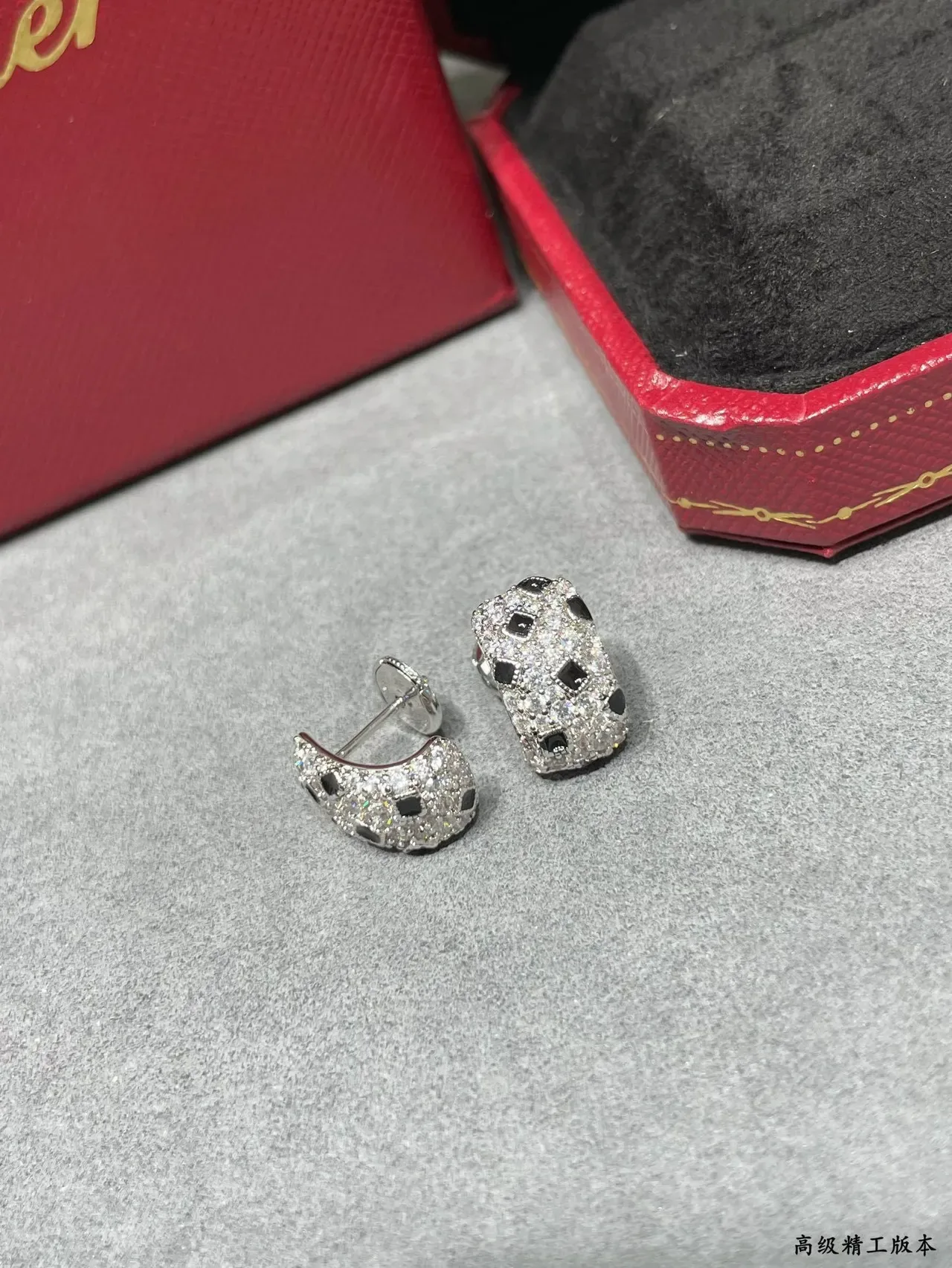 Cartier Pavé Geometric Black-Square Stud Earrings 4