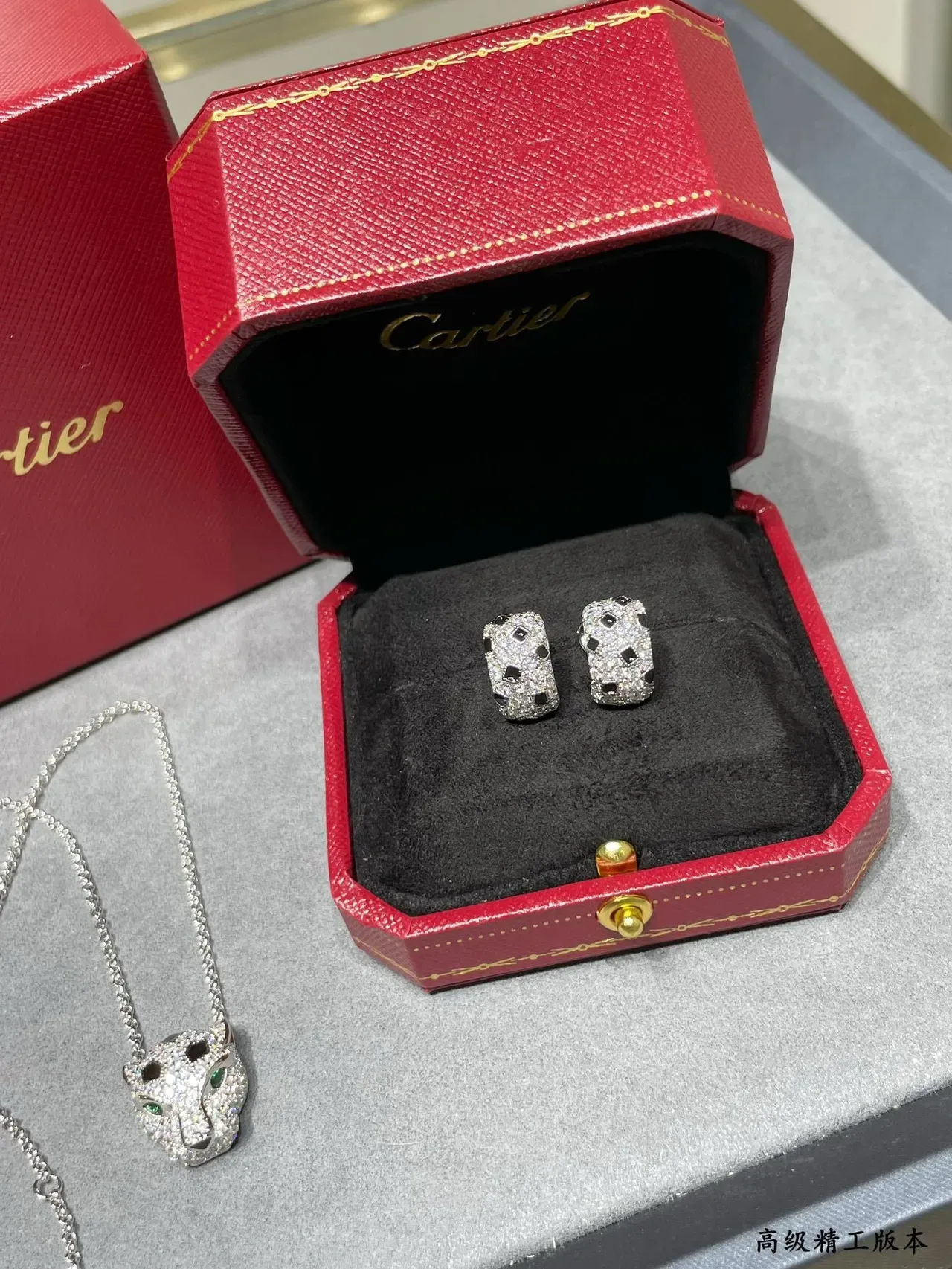 Cartier Pavé Geometric Black-Square Stud Earrings 7