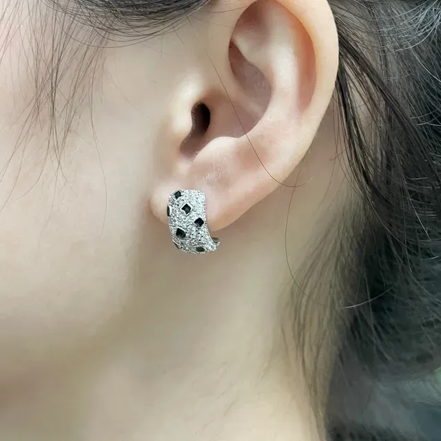 Cartier Pavé Geometric Black-Square Stud Earrings 8