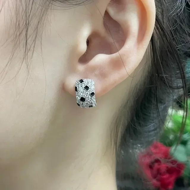 Cartier Pavé Geometric Black-Square Stud Earrings 9