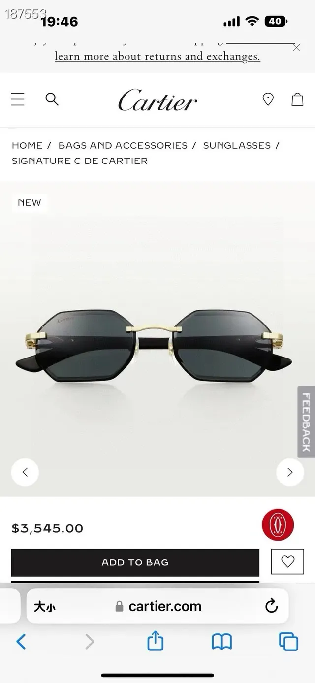 Cartier Santos Lunettes de Soleil Marron Doré Sans Monture Détail de Charnière 3