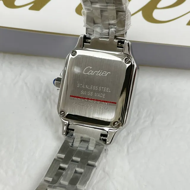 Cartier Santos Square Cadran Blanc Lunette Pavée de Diamants Montre Mécanique 2