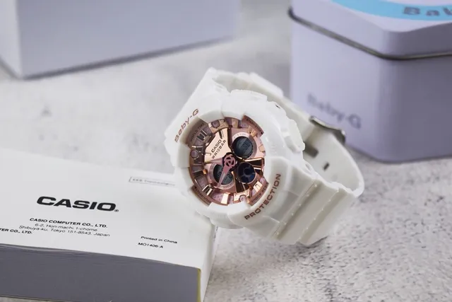 Casio Baby-G Branco e Dourado Rosa Relógio Esportivo 4