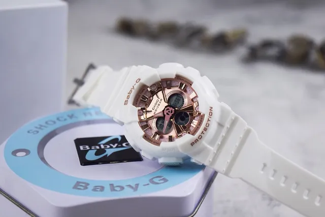 Casio Baby-G Branco e Dourado Rosa Relógio Esportivo 5
