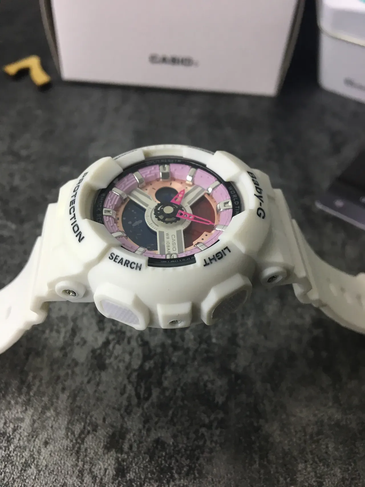 Casio Baby-G White Pink Chunky Resin Case Multi-Tone Dial Watch 4