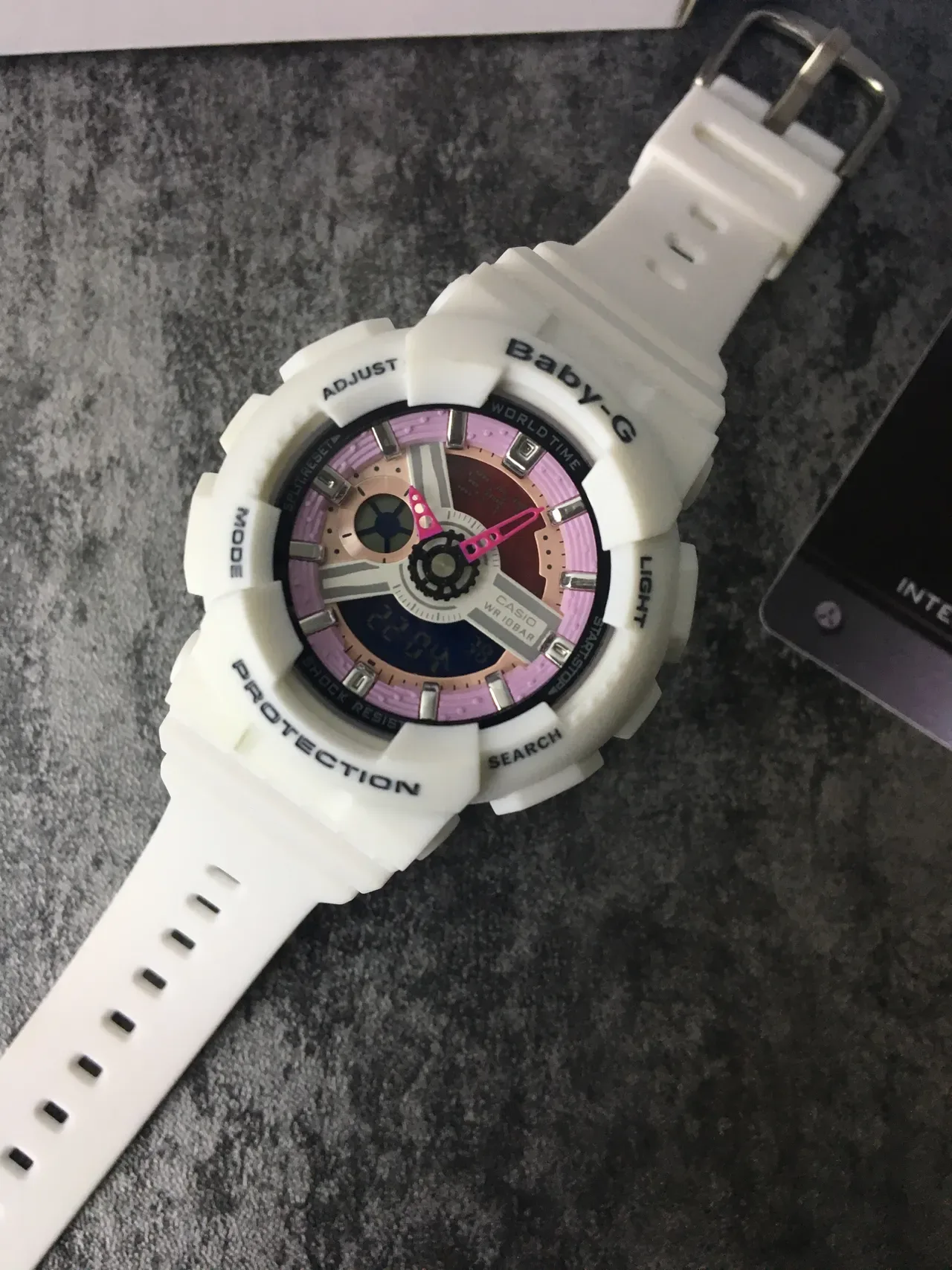 Casio Baby-G White Pink Chunky Resin Case Multi-Tone Dial Watch 5