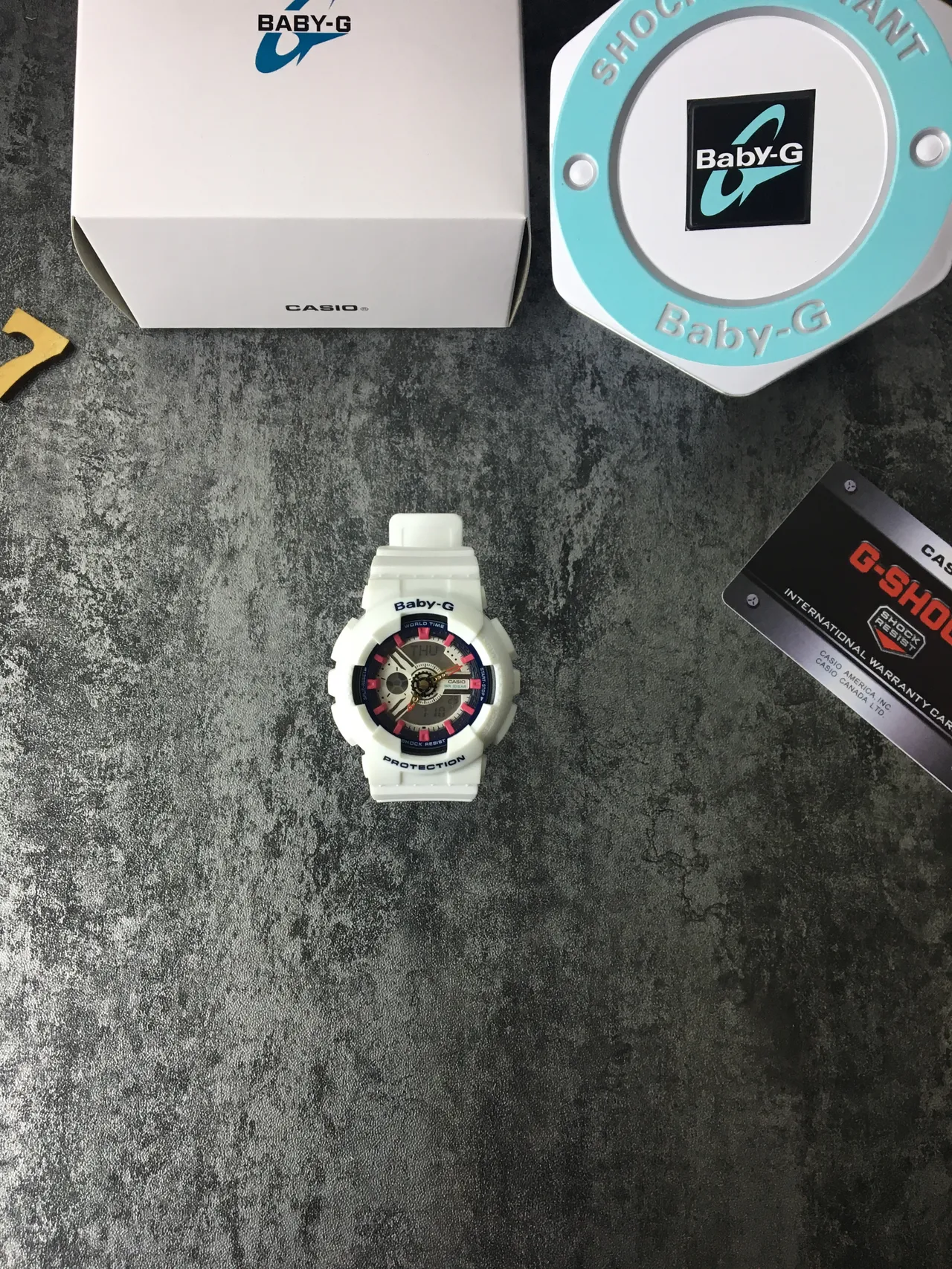 Casio Baby-G সাদা গোলাপি দৃঢ় অ্যানালগ-ডিজিটাল রেজিন কেস ঘড়ি 2