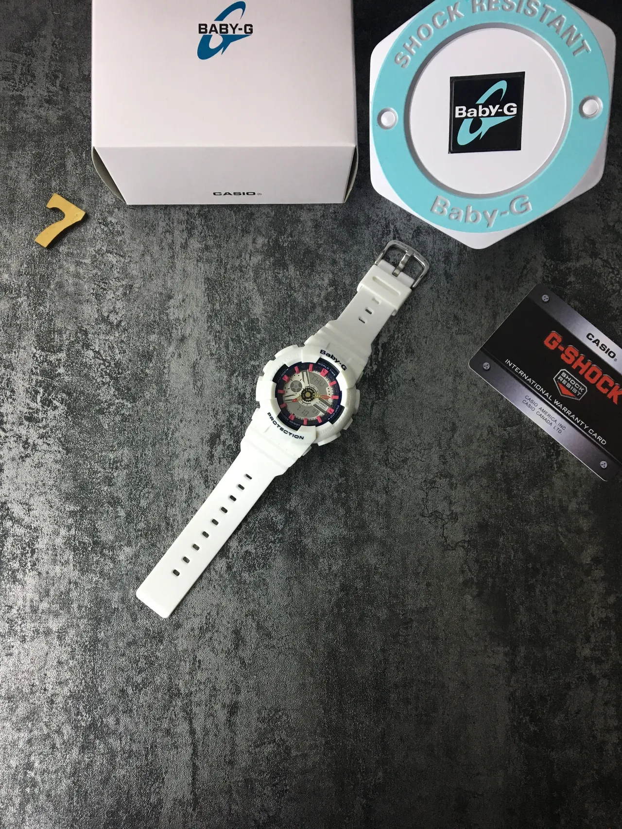 Casio Baby-G সাদা গোলাপি দৃঢ় অ্যানালগ-ডিজিটাল রেজিন কেস ঘড়ি 6