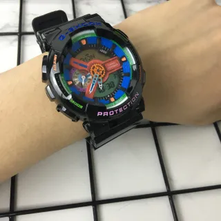 Casio Black Multicolor Rugged Resin Case Multi-Color Layered Dial Sports Watch