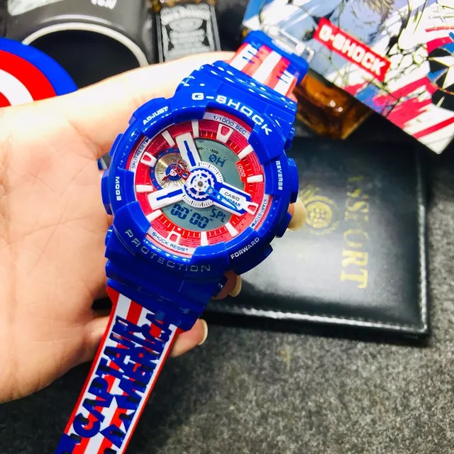 Casio Blue Red Analog-Digital Resin Case Watch 8