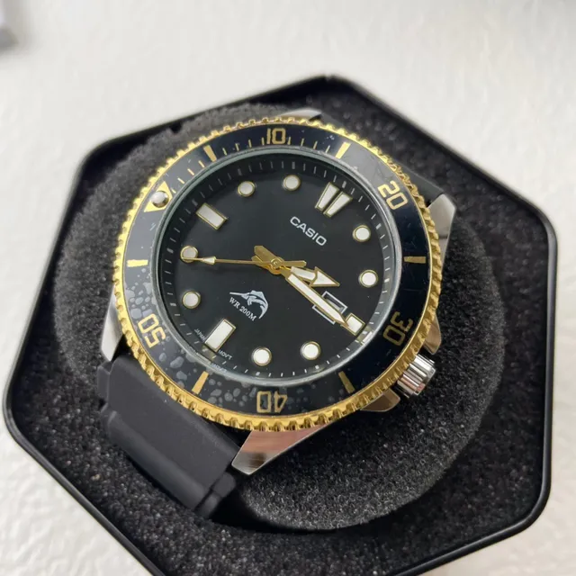 Casio Diver-Style Black Gold Dial Bezel Mechanical Watch 9