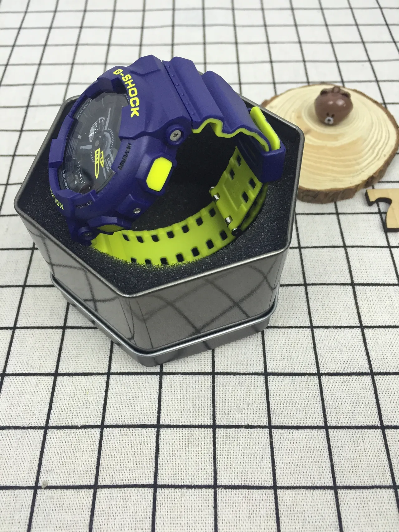 Casio G-Shock GA-100 Relógio Esportivo Azul e Amarelo 9