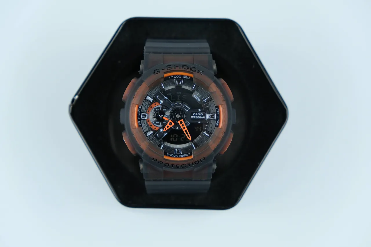 Casio G-Shock GA-100 ساعة رياضية أسود شفاف برتقالي 2