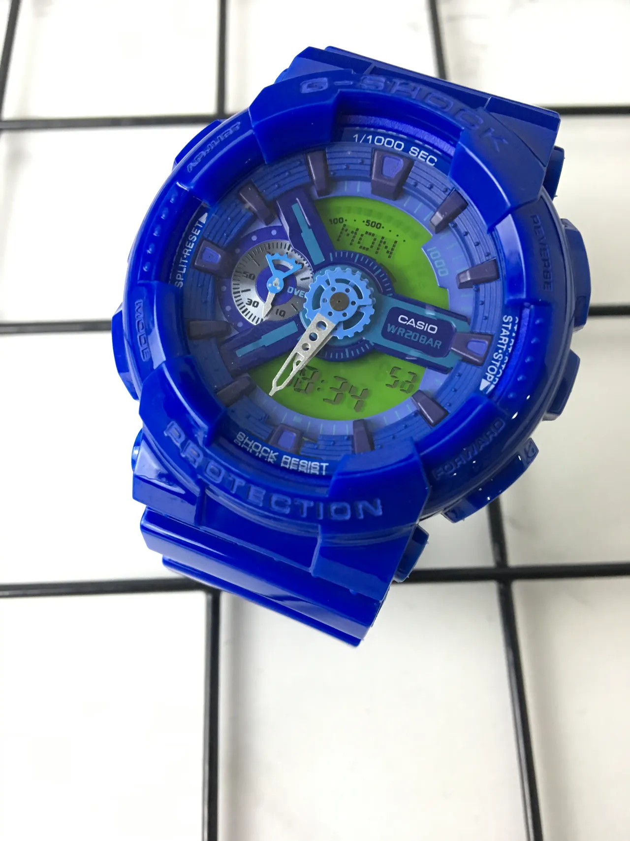 Casio G-Shock GA-110 Translucent Blue Lime Green Sports Watch 2