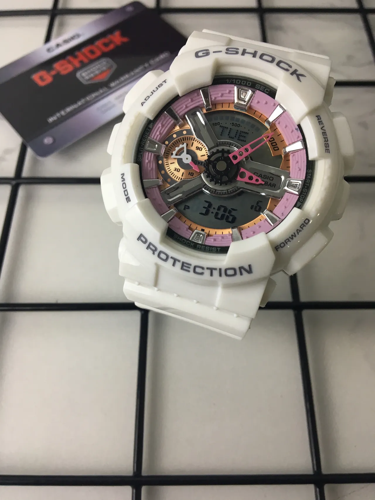 Casio G-Shock GA-110 White and Pink Sports Watch 2