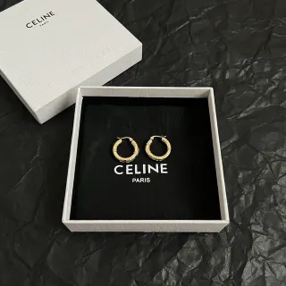 Celine Bamboo-Textured Hoop Gold Black Segmented Earrings