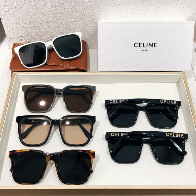 Celine CT-01 Black Brown Square-Frame Thick Acetate Front Sunglasses 3