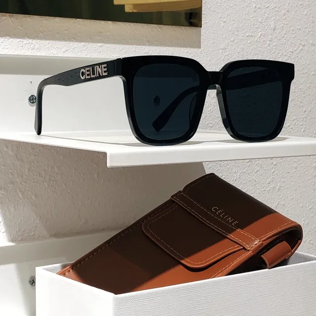 Celine CT-01 Black Brown Square-Frame Thick Acetate Front Sunglasses 5