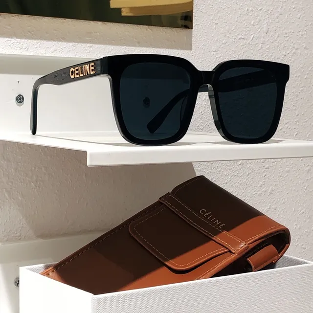 Celine CT-01 Black Brown Square-Frame Thick Acetate Front Sunglasses 6