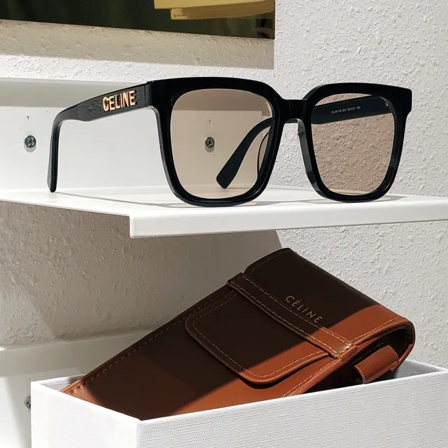 Celine CT-01 Black Brown Square-Frame Thick Acetate Front Sunglasses 8