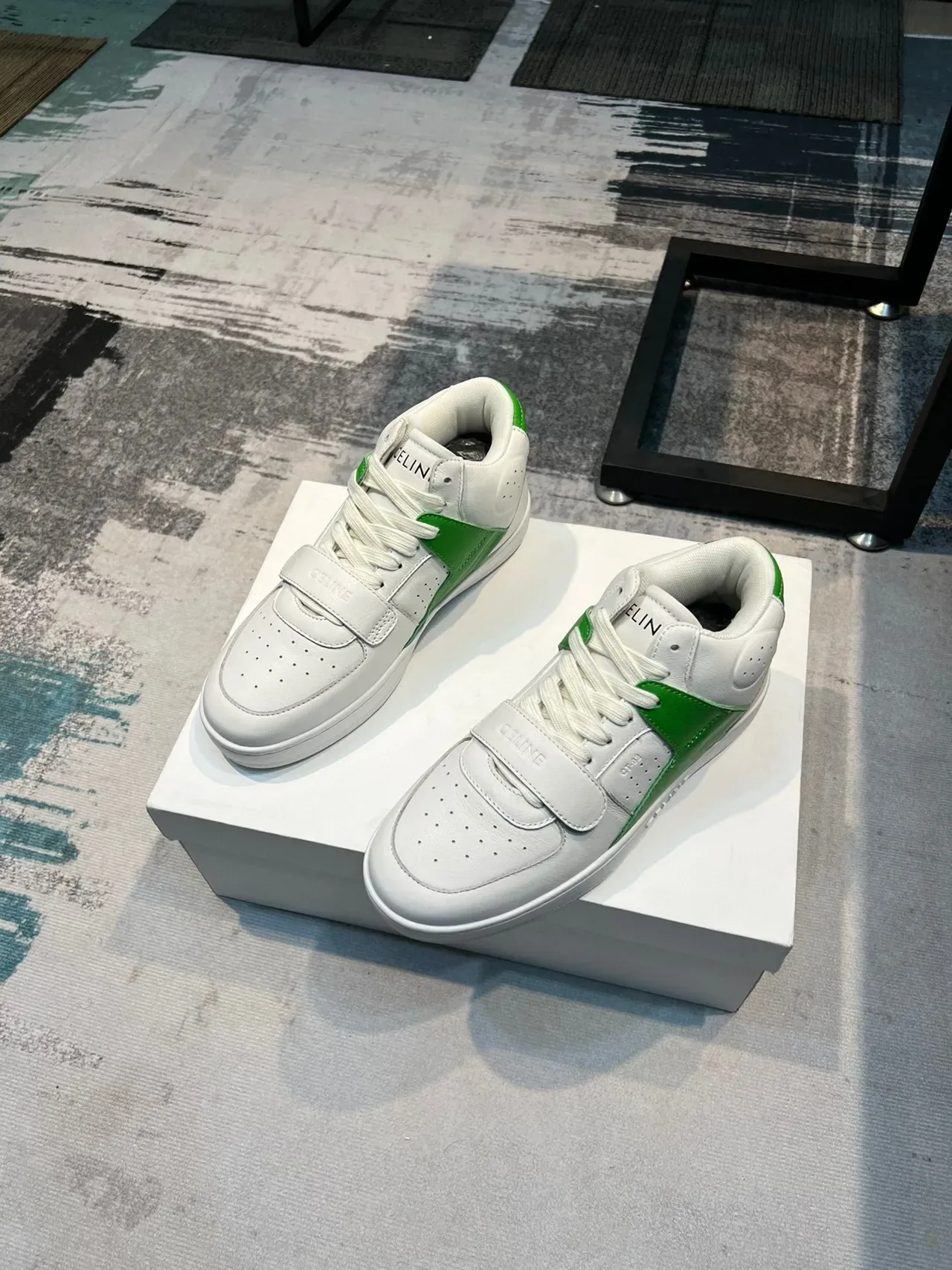 Celine CT-01 White and Green Lifestyle Sneakers 4