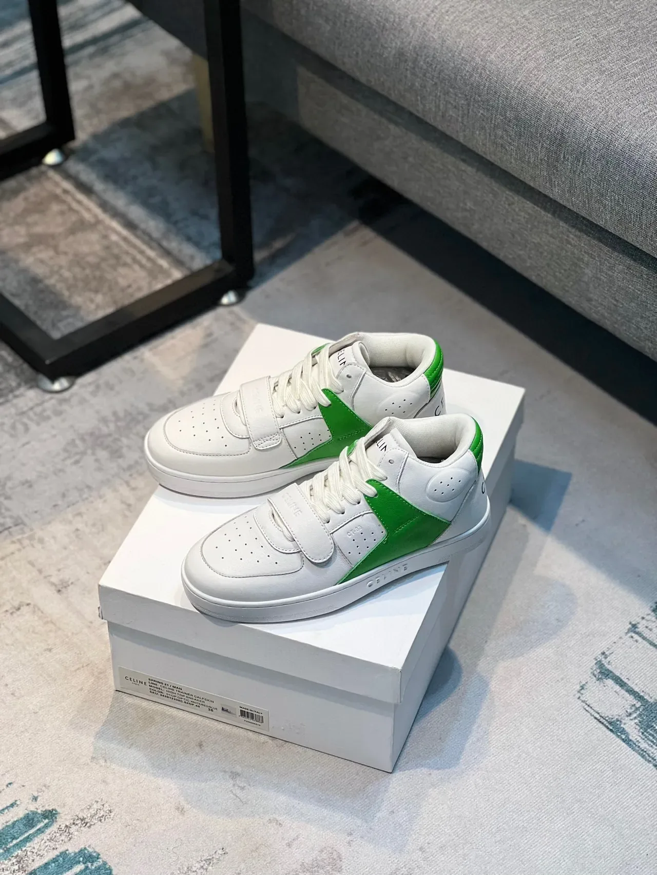 Celine CT-01 White and Green Lifestyle Sneakers 6