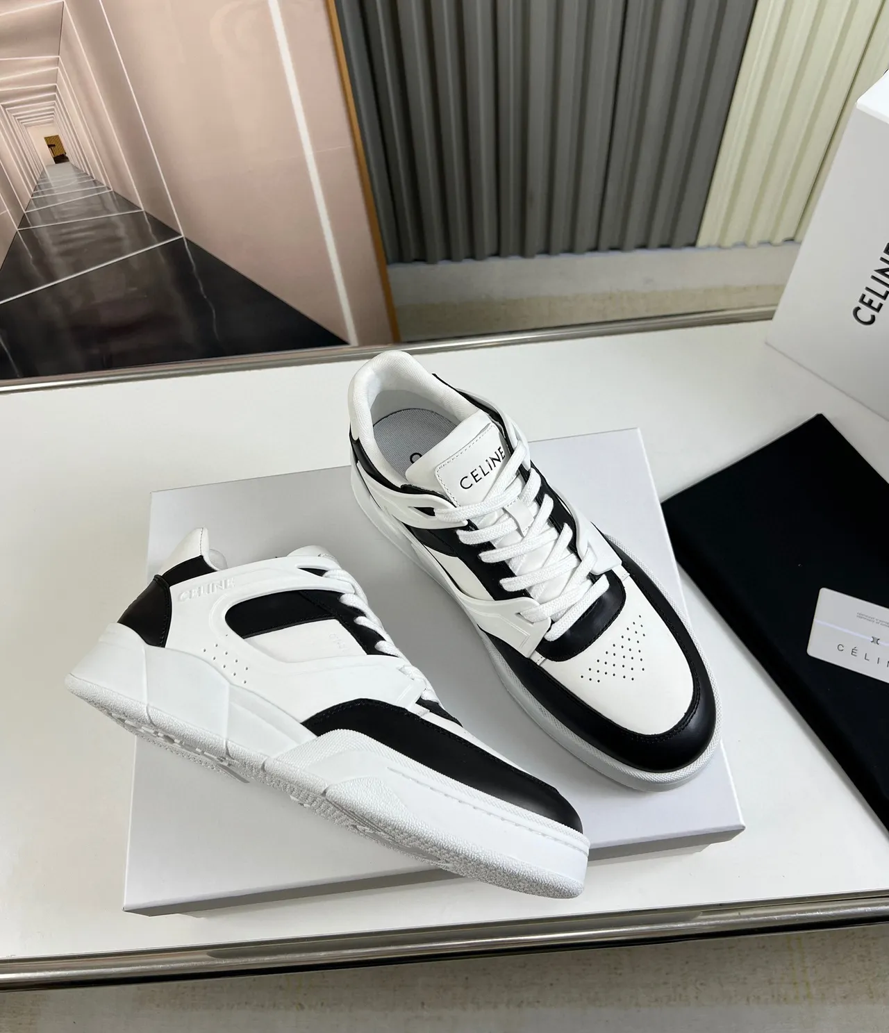Celine CT-01 Z Trainer White and Black Lifestyle Sneakers 5