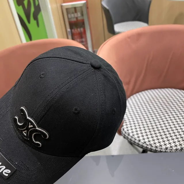 Céline Embroidered Double-C Logo Black Baseball Cap 4