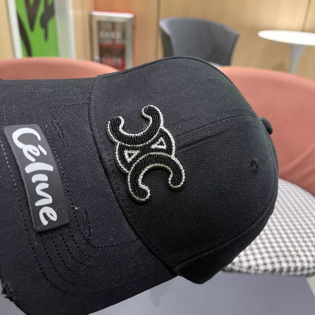 Céline Embroidered Double-C Logo Black Baseball Cap 5