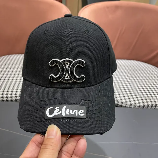 Céline Embroidered Double-C Logo Black Baseball Cap 6
