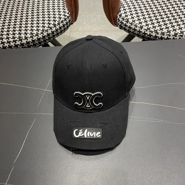 Céline Embroidered Double-C Logo Black Baseball Cap 7