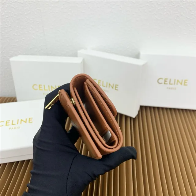 Celine Triomphe Multicolor Fold-Over Flap Gold-Tone Clasp Short Wallet 4
