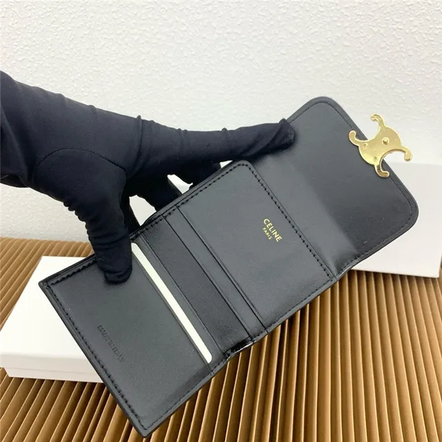 Celine Triomphe Multicolor Fold-Over Flap Gold-Tone Clasp Short Wallet 11