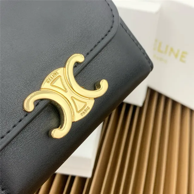 Celine Triomphe Multicolor Fold-Over Flap Gold-Tone Clasp Short Wallet 13