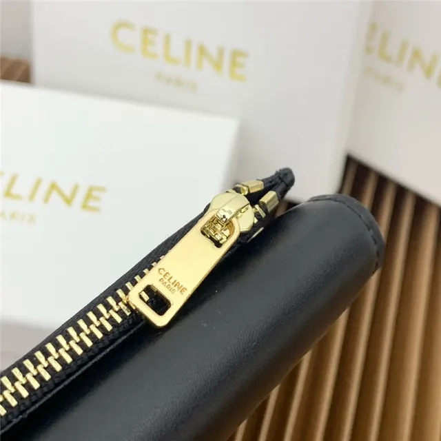 Celine Triomphe Multicolor Fold-Over Flap Gold-Tone Clasp Short Wallet 14