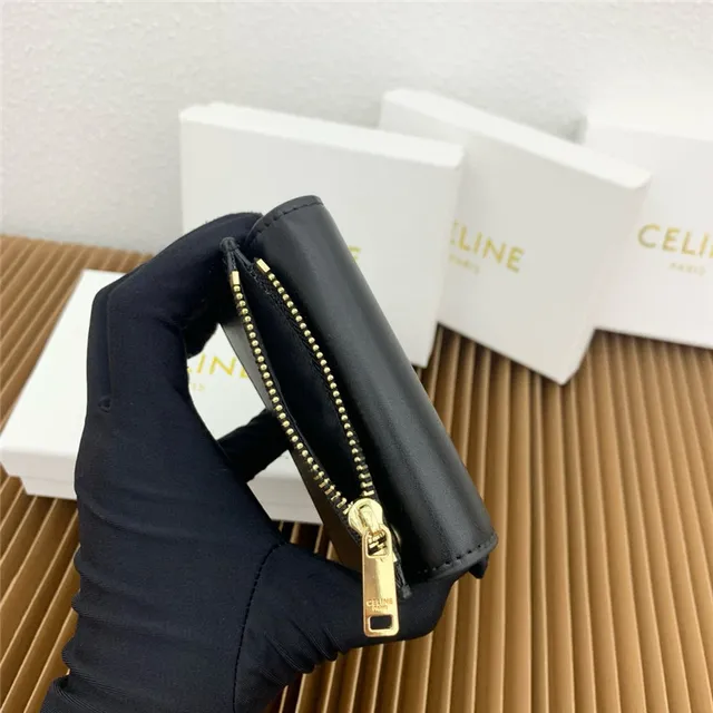Celine Triomphe Multicolor Fold-Over Flap Gold-Tone Clasp Short Wallet 15