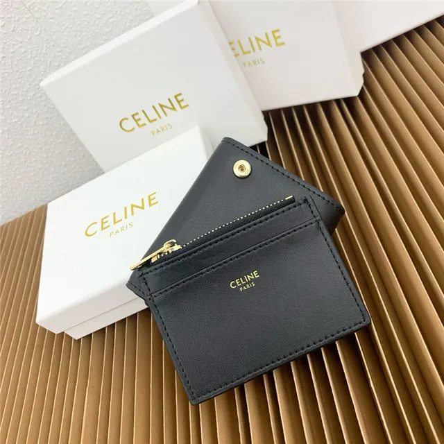 Celine Triomphe Multicolor Fold-Over Flap Gold-Tone Clasp Short Wallet 16