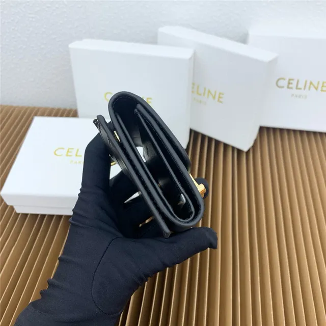 Celine Triomphe Multicolor Fold-Over Flap Gold-Tone Clasp Short Wallet 17