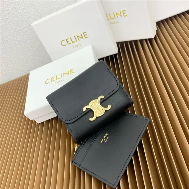 Celine Triomphe Multicolor Fold-Over Flap Gold-Tone Clasp Short Wallet 19