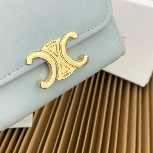 Celine Triomphe Multicolor Fold-Over Flap Gold-Tone Clasp Short Wallet 23